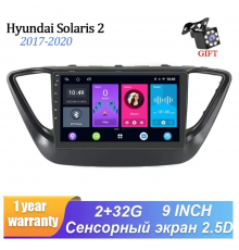 Автомагнитола Android 2Gb+32Gb For Hyundai Solaris 2 2017-2020